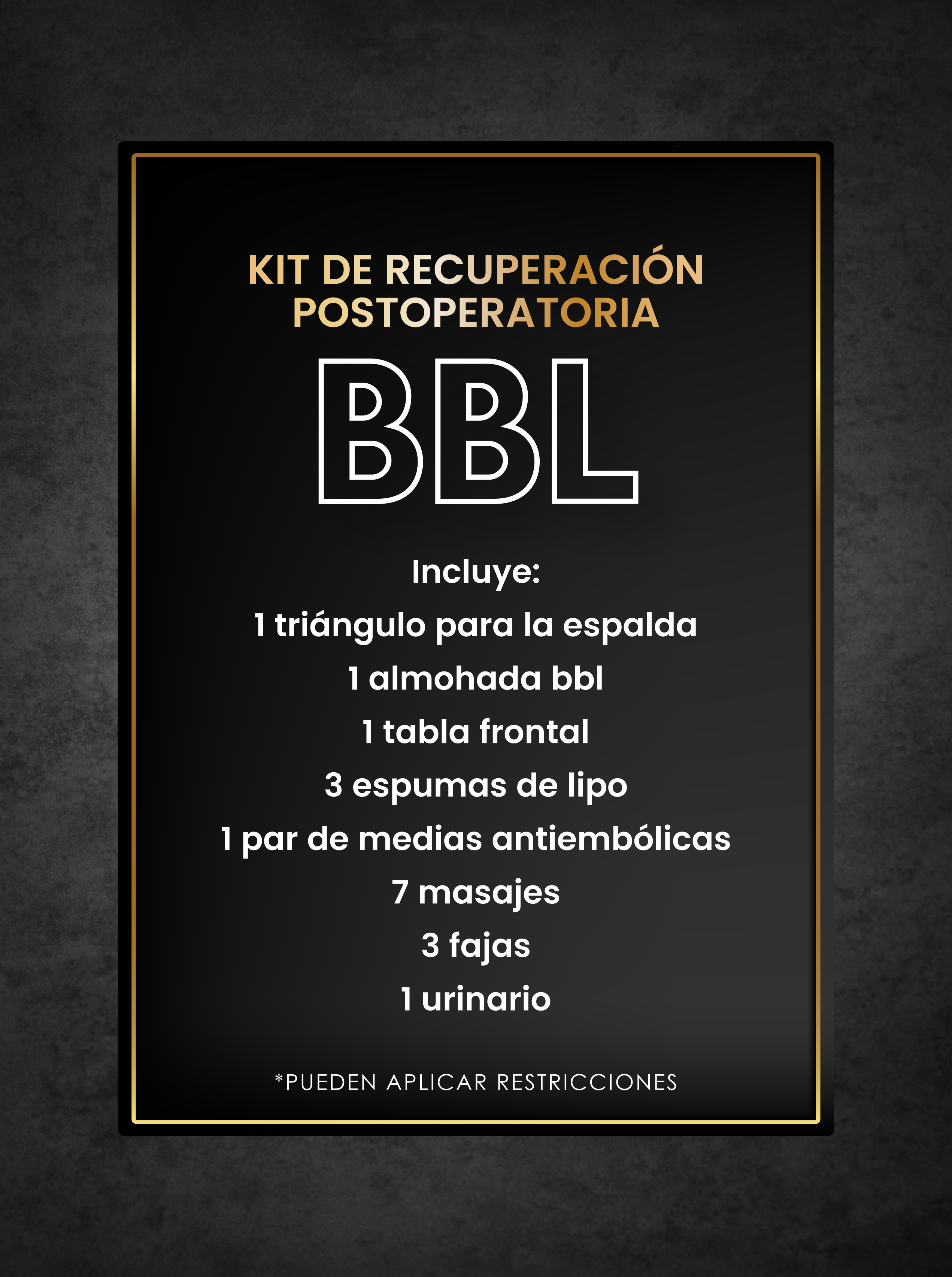 Paquete posoperatorio de BBL